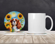 Load image into Gallery viewer, Cavalier Spaniel in Sunflowers Large Sandstone Coasters Pack of 4