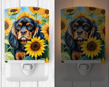 Load image into Gallery viewer, Cavalier Spaniel in Sunflowers Ceramic Night Light