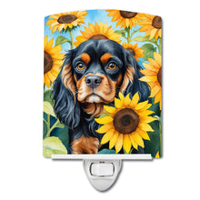 Load image into Gallery viewer, Cavalier Spaniel in Sunflowers Ceramic Night Light