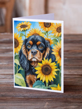 Load image into Gallery viewer, Cavalier Spaniel in Sunflowers Greeting Cards - Blank Note Cards – 8-Pack of Artist-Designed Cards with Envelopes