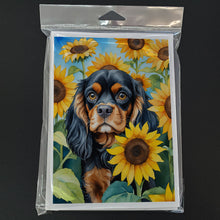 Load image into Gallery viewer, Cavalier Spaniel in Sunflowers Greeting Cards - Blank Note Cards – 8-Pack of Artist-Designed Cards with Envelopes