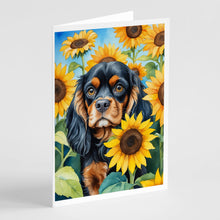 Load image into Gallery viewer, Cavalier Spaniel in Sunflowers Greeting Cards - Blank Note Cards – 8-Pack of Artist-Designed Cards with Envelopes