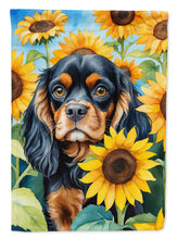 Load image into Gallery viewer, Cavalier Spaniel in Sunflowers Garden Flag – Bright Dog-Themed Yard Decor