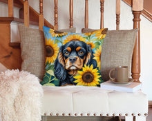 Load image into Gallery viewer, Cavalier Spaniel in Sunflowers Throw Pillow - 14x14 Decorative Pillow – Art for Your Home &amp; Patio