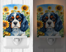 Load image into Gallery viewer, Cavalier Spaniel in Sunflowers Ceramic Night Light