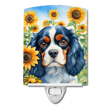 Load image into Gallery viewer, Cavalier Spaniel in Sunflowers Ceramic Night Light