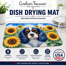 Load image into Gallery viewer, Cavalier Spaniel in Sunflowers Dish Drying Mat Absorbent Dish Drying Mat Pad for Kitchen Counter Dish Drainer Mat for Countertop, 14 x 21", Multicolor