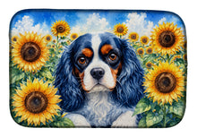 Load image into Gallery viewer, Cavalier Spaniel in Sunflowers Dish Drying Mat Absorbent Dish Drying Mat Pad for Kitchen Counter Dish Drainer Mat for Countertop, 14 x 21", Multicolor