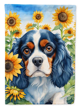 Load image into Gallery viewer, Cavalier Spaniel in Sunflowers Garden Flag – Bright Dog-Themed Yard Decor