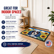 Load image into Gallery viewer, Cavalier Spaniel in Sunflowers Doormat Front Door Mat Indoor Outdoor Rugs for Entryway, Non Slip Washable Low Pile, 18H X 27W