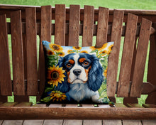 Load image into Gallery viewer, Cavalier Spaniel in Sunflowers Throw Pillow - 14x14 Decorative Pillow – Art for Your Home &amp; Patio