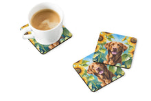Load image into Gallery viewer, Chesapeake Bay Retriever in Sunflowers Coasters - Set of 4 Lightweight Foam, Absorbent Drink Coasters