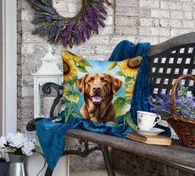 Load image into Gallery viewer, Chesapeake Bay Retriever in Sunflowers Throw Pillow