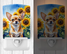 Load image into Gallery viewer, Chihuahua in Sunflowers Ceramic Night Light