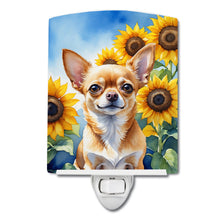 Load image into Gallery viewer, Chihuahua in Sunflowers Ceramic Night Light