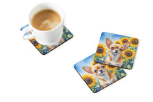 Load image into Gallery viewer, Chihuahua in Sunflowers Coasters - Set of 4 Lightweight Foam, Absorbent Drink Coasters