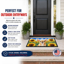 Load image into Gallery viewer, Chihuahua in Sunflowers Doormat Front Door Mat Indoor Outdoor Rugs for Entryway, Non Slip Washable Low Pile, 24H X 36W