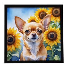 Load image into Gallery viewer, Chihuahua in Sunflowers Framed Metal Print