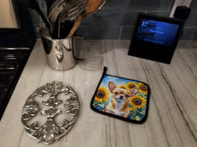 Load image into Gallery viewer, Chihuahua in Sunflowers Pot Holders - Set of 2 Decorative Kitchen Helpers | Made in the USA