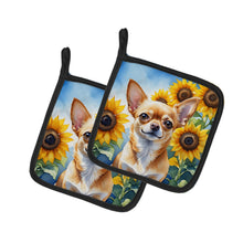Load image into Gallery viewer, Chihuahua in Sunflowers Pot Holders - Set of 2 Decorative Kitchen Helpers | Made in the USA