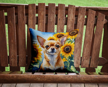 Load image into Gallery viewer, Chihuahua in Sunflowers Throw Pillow - 14x14 Decorative Pillow – Art for Your Home &amp; Patio