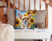 Load image into Gallery viewer, Chihuahua in Sunflowers Throw Pillow - 14x14 Decorative Pillow – Art for Your Home &amp; Patio