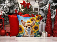 Load image into Gallery viewer, Chihuahua in Sunflowers Throw Pillow - 14x14 Decorative Pillow – Art for Your Home &amp; Patio