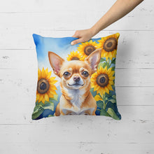 Load image into Gallery viewer, Chihuahua in Sunflowers Throw Pillow