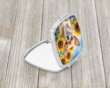 Load image into Gallery viewer, Chihuahua in Sunflowers Compact Mirror – Stylish Purse Mirror with Artistic Covers