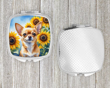 Load image into Gallery viewer, Chihuahua in Sunflowers Compact Mirror – Stylish Purse Mirror with Artistic Covers