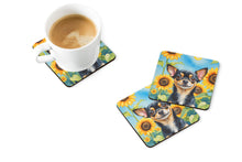 Load image into Gallery viewer, Chihuahua in Sunflowers Coasters - Set of 4 Lightweight Foam, Absorbent Drink Coasters
