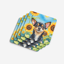 Load image into Gallery viewer, Chihuahua in Sunflowers Coasters - Set of 4 Lightweight Foam, Absorbent Drink Coasters