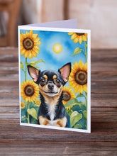 Load image into Gallery viewer, Chihuahua in Sunflowers Greeting Cards - Blank Note Cards – 8-Pack of Artist-Designed Cards with Envelopes