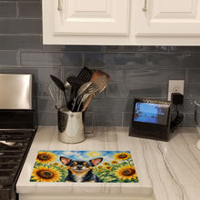 Load image into Gallery viewer, Chihuahua in Sunflowers Cutting Board Tempered Glass Kitchen Cutting Surface, Heat Resistant Chopping Board with Non-Slip Feet, Decorative Food Prep &amp; Serving
