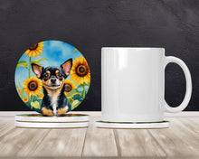 Load image into Gallery viewer, Chihuahua in Sunflowers Large Sandstone Coasters Pack of 4