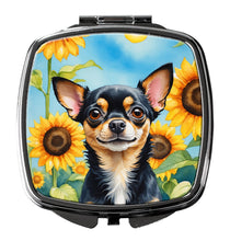 Load image into Gallery viewer, Chihuahua in Sunflowers Compact Mirror – Stylish Purse Mirror with Artistic Covers