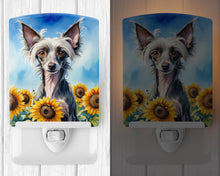 Load image into Gallery viewer, Chinese Crested in Sunflowers Ceramic Night Light