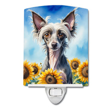 Load image into Gallery viewer, Chinese Crested in Sunflowers Ceramic Night Light