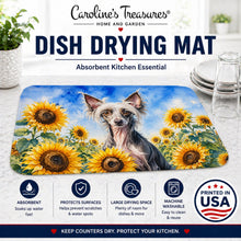 Load image into Gallery viewer, Chinese Crested in Sunflowers Dish Drying Mat Absorbent Dish Drying Mat Pad for Kitchen Counter Dish Drainer Mat for Countertop, 14 x 21", Multicolor