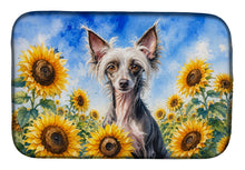 Load image into Gallery viewer, Chinese Crested in Sunflowers Dish Drying Mat Absorbent Dish Drying Mat Pad for Kitchen Counter Dish Drainer Mat for Countertop, 14 x 21", Multicolor