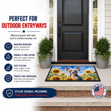 Load image into Gallery viewer, Chinese Crested in Sunflowers Doormat Front Door Mat Indoor Outdoor Rugs for Entryway, Non Slip Washable Low Pile, 24H X 36W