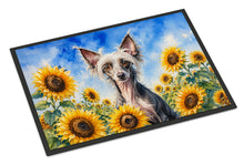 Load image into Gallery viewer, Chinese Crested in Sunflowers Doormat Front Door Mat Indoor Outdoor Rugs for Entryway, Non Slip Washable Low Pile, 24H X 36W