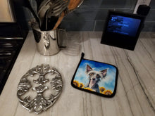 Load image into Gallery viewer, Chinese Crested in Sunflowers Pot Holders - Set of 2 Decorative Kitchen Helpers | Made in the USA