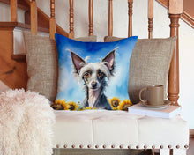 Load image into Gallery viewer, Chinese Crested in Sunflowers Throw Pillow - 14x14 Decorative Pillow – Art for Your Home &amp; Patio