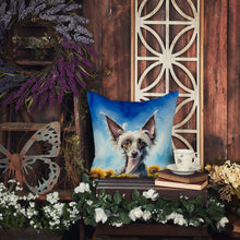 Load image into Gallery viewer, Chinese Crested in Sunflowers Throw Pillow - 14x14 Decorative Pillow – Art for Your Home &amp; Patio