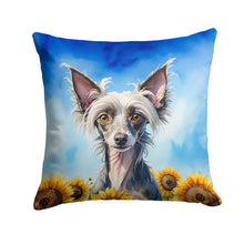 Load image into Gallery viewer, Chinese Crested in Sunflowers Throw Pillow - 14x14 Decorative Pillow – Art for Your Home &amp; Patio