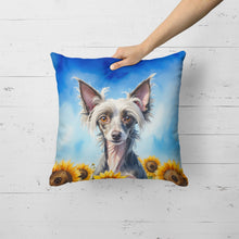Load image into Gallery viewer, Chinese Crested in Sunflowers Throw Pillow