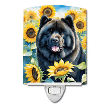 Load image into Gallery viewer, Chow Chow in Sunflowers Ceramic Night Light