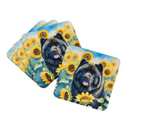 Load image into Gallery viewer, Chow Chow in Sunflowers Coasters - Set of 4 Lightweight Foam, Absorbent Drink Coasters