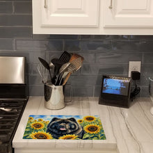 Load image into Gallery viewer, Chow Chow in Sunflowers Cutting Board Tempered Glass Kitchen Cutting Surface, Heat Resistant Chopping Board with Non-Slip Feet, Decorative Food Prep &amp; Serving